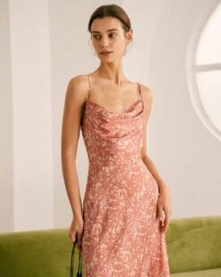 The Light Orange Cowl Neck Floral Maxi Dress -Outlet Dress Mix Up Store the cowl neck floral maxi dress dresses soxgxq