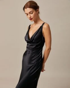 The Black Cowl Neck Sheath Satin Maxi Dress -Outlet Dress Mix Up Store the cowl neck satin maxi dress dresses zdh6ay 376683