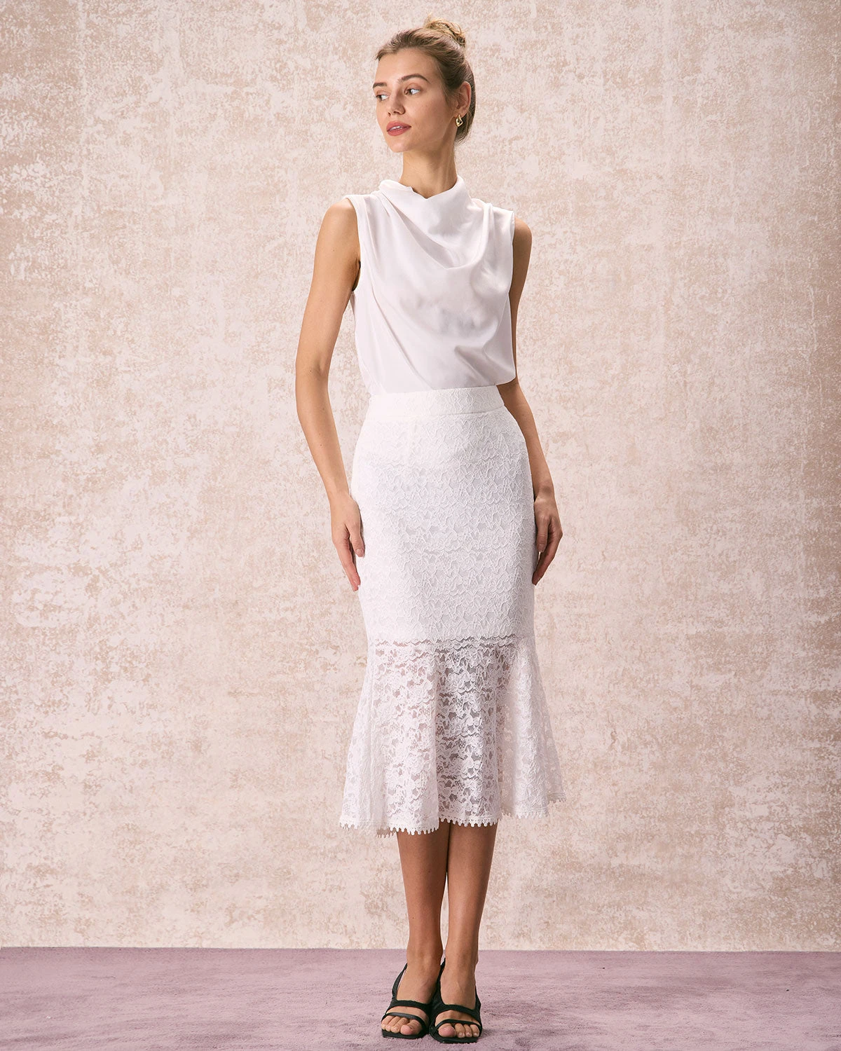 The White Cowl Neck Hollow Out Blouse 6 The White Cowl Neck Hollow Out Blouse - Image 6