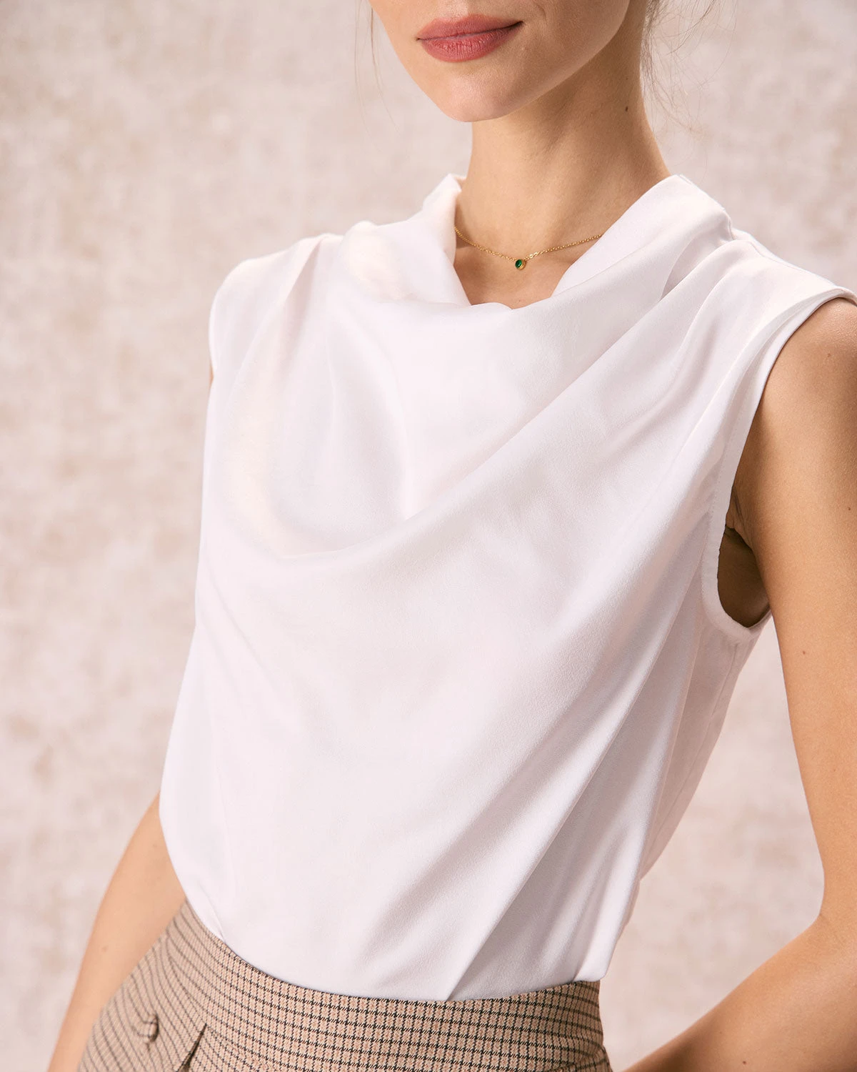 The White Cowl Neck Hollow Out Blouse 2 The White Cowl Neck Hollow Out Blouse - Image 2