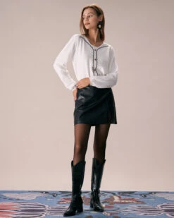 The Apricot Crew Neck Embroidery Knit Top -Outlet Dress Mix Up Store the crew neck buttoned knit top tops f7bwef