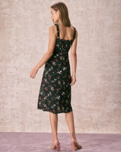 The Black Elasticized Straps Floral Midi Dress 13 The Black Elasticized Straps Floral Midi Dress -Outlet Dress Mix Up Store the elasticized shoulder straps floral dress dresses 9fmskg