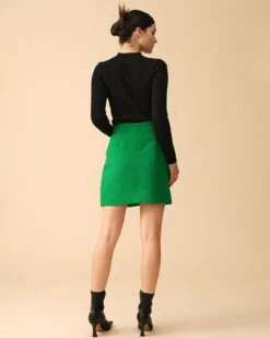 The Solid High-waisted Mini Skirt 9 The Solid High-waisted Mini Skirt -Outlet Dress Mix Up Store the fake pocket mini skirt bottoms 2wuu7m
