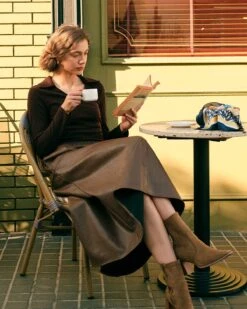 The High Waisted PU Leather Midi Skirt -Outlet Dress Mix Up Store the faux leather midi skirt bottoms sswydd