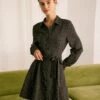 The Black Floral Belted A-Line Shirt Mini Dress