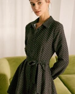 The Black Floral Belted A-Line Shirt Mini Dress -Outlet Dress Mix Up Store the floral belted shirt dress dresses r9qvga