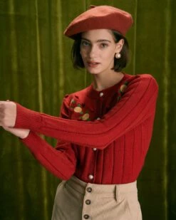 The Brick Red Floral Embroidered Cardigan -Outlet Dress Mix Up Store the floral embroidered wool cardigan tops gv6lby 87402ac7 40a9 4001 bef3 51658b7d9723