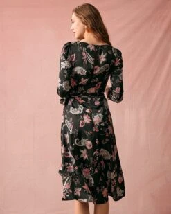 The Floral Ruched Long Sleeve Midi Dress -Outlet Dress Mix Up Store the floral ruched midi dress dresses chcvqm