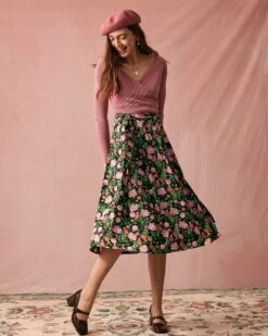 The High Waisted Slit Floral Satin Midi Skirt -Outlet Dress Mix Up Store the floral satin midi skirt bottoms jvrmfi