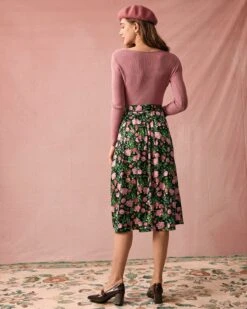 The High Waisted Slit Floral Satin Midi Skirt -Outlet Dress Mix Up Store the floral satin midi skirt bottoms yapabh