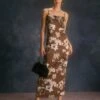The Brown Floral Slit Maxi Dress