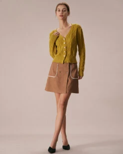 The Ginger V Neck Argyle Ribbed Cardigan -Outlet Dress Mix Up Store the ginger v neck argyle cardigan tops lxorwb