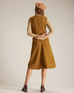 The Ginger V Neck Button Up Vest Midi Dress -Outlet Dress Mix Up Store the ginger v neck vest dress dresses s8tem4