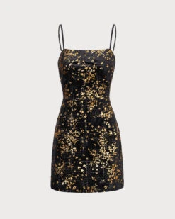 The Black Floral Sheath Slip Mini Dress -Outlet Dress Mix Up Store the gold floral velvet dress dresses cpdqzu