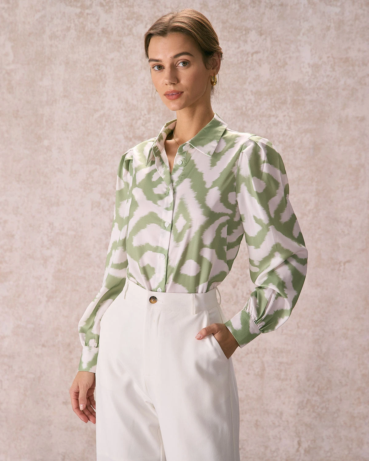 The Green Abstract Print Button Up Shirt 4 The Green Abstract Print Button Up Shirt - Image 4