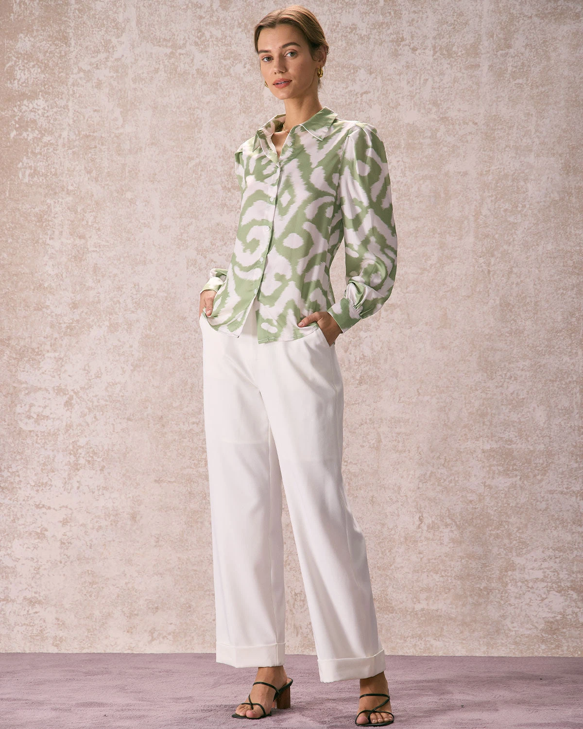 The Green Abstract Print Button Up Shirt 5 The Green Abstract Print Button Up Shirt - Image 5