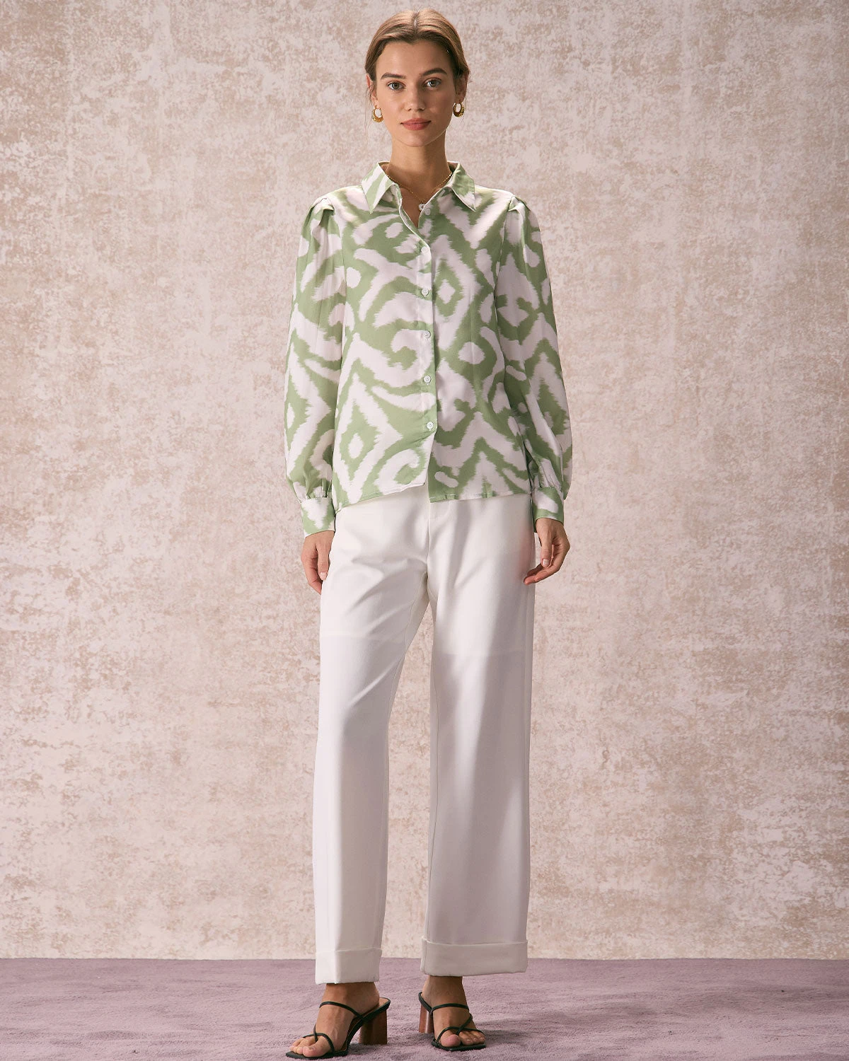 The Green Abstract Print Button Up Shirt 3 The Green Abstract Print Button Up Shirt - Image 3