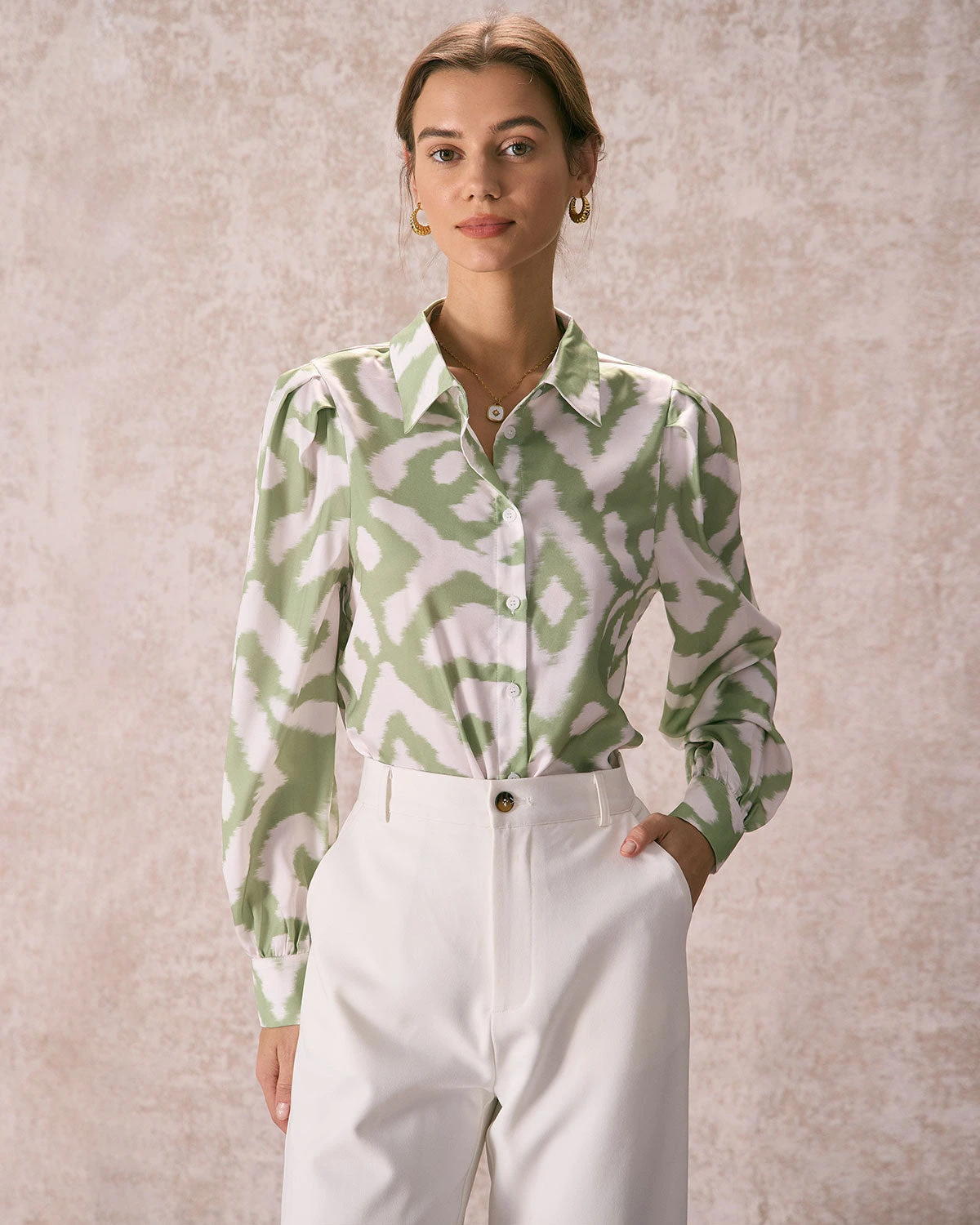 The Green Abstract Print Button Up Shirt 1 The Green Abstract Print Button Up Shirt