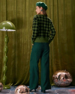 The Green Crew Neck Plaid Button Cardigan -Outlet Dress Mix Up Store the green crew neck plaid button cardigan tops pprce9