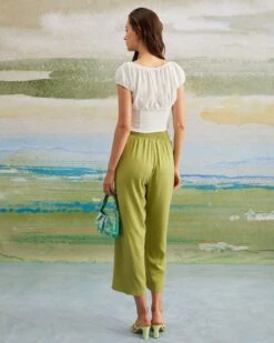 The Green Elastic Waist Straight Ninth Pants -Outlet Dress Mix Up Store the green elastic waist straight ninth pants bottoms ecvhwr