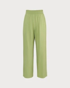 The Green Elastic Waist Straight Ninth Pants -Outlet Dress Mix Up Store the green elastic waist straight ninth pants green bottoms j3qwre 319460