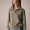 The Green Half Zip Drop Shoulder Sweatshirt