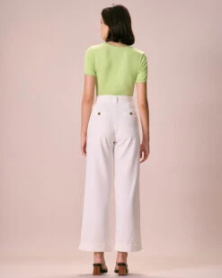 The Green Square Neck Lace Trim Knit Tee -Outlet Dress Mix Up Store the green lace trim knit tee tops lguxbq