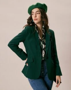 The Green Lapel Collar Single Button Blazer -Outlet Dress Mix Up Store the green lapel single button blazer outerwear f6yf81 785558