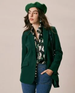 The Green Lapel Collar Single Button Blazer -Outlet Dress Mix Up Store the green lapel single button blazer outerwear mlvpuo 803240