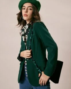 The Green Lapel Collar Single Button Blazer -Outlet Dress Mix Up Store the green lapel single button blazer outerwear oqrch1 203461
