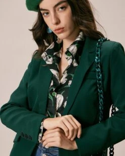 The Green Lapel Collar Single Button Blazer -Outlet Dress Mix Up Store the green lapel single button blazer outerwear vbpgda 321280