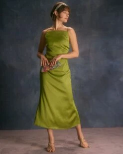 The Green Backless Satin Mermaid Midi Dress 10 The Green Backless Satin Mermaid Midi Dress -Outlet Dress Mix Up Store the green satin mermaid maxi dress dresses xycydj