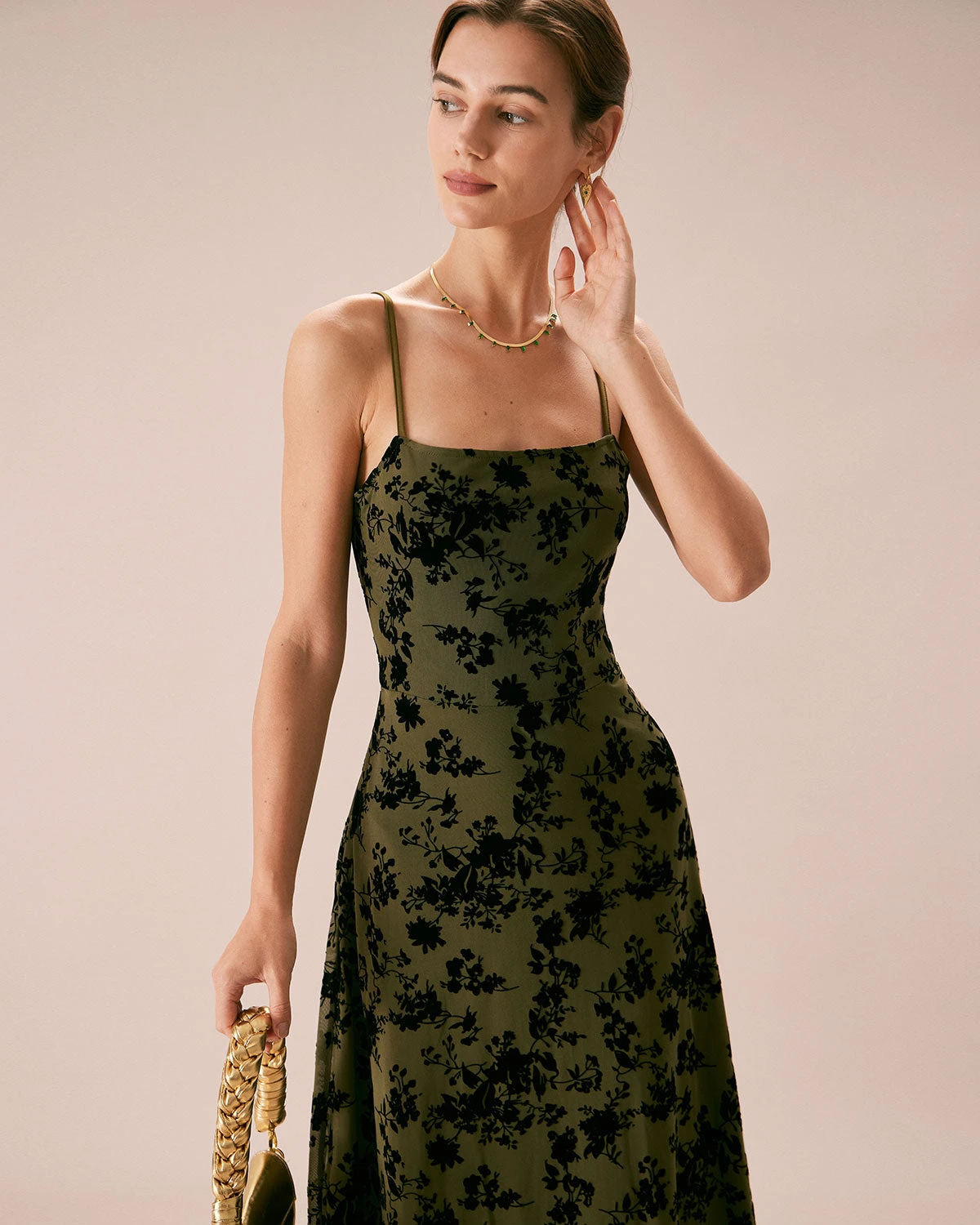 The Green Floral Burnout A-Line Slip Midi Dress 3 The Green Floral Burnout A-Line Slip Midi Dress - Image 3