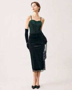 The Green Sweetheart Neck Velvet Crop Cami Top -Outlet Dress Mix Up Store the green sparkly cami top tops mf2jxr 530614