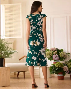 The Green Sweetheart Neck Cap Sleeve Floral Midi Dress 9 The Green Sweetheart Neck Cap Sleeve Floral Midi Dress -Outlet Dress Mix Up Store the green sweetheart neck floral midi dress dresses ewrpe1
