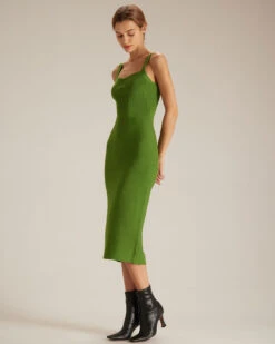 The Green Sweetheart Neck Knit Midi Dress -Outlet Dress Mix Up Store the green sweetheart neck knit midi dress dresses wb3v1v
