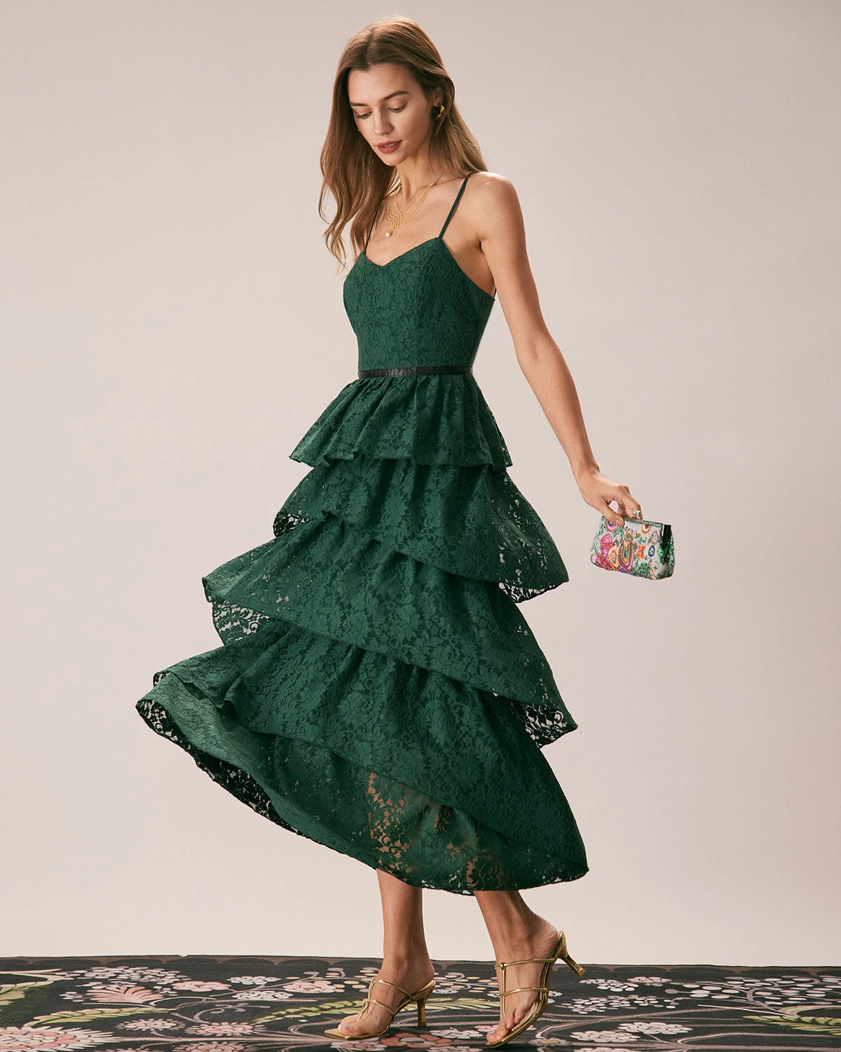 The Green Sweetheart Neck Lace Maxi Dress 3 The Green Sweetheart Neck Lace Maxi Dress - Image 3