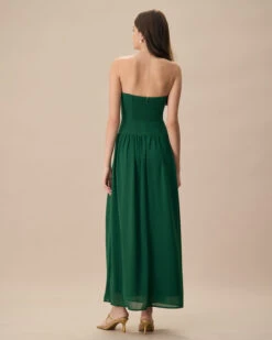 The Green Sweetheart Neck Ruched Maxi Dress -Outlet Dress Mix Up Store the green sweetheart neck ruched maxi dress dresses 5lrspv
