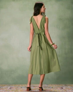 The Green Tie Strap Backless Midi Dress -Outlet Dress Mix Up Store the green tie strap backless midi dress dresses ihlj5u