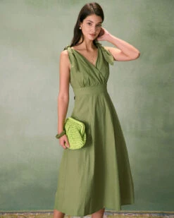 The Green Tie Strap Backless Midi Dress -Outlet Dress Mix Up Store the green tie strap backless midi dress dresses yiwh6u