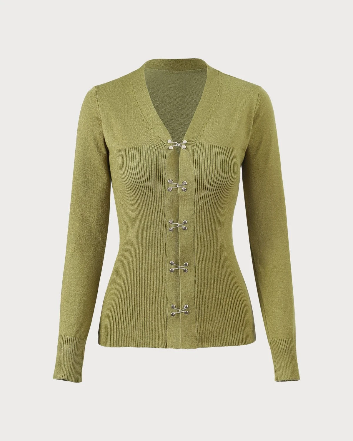 The Green V Neck Long Sleeve Knit Cardigan 1 The Green V Neck Long Sleeve Knit Cardigan