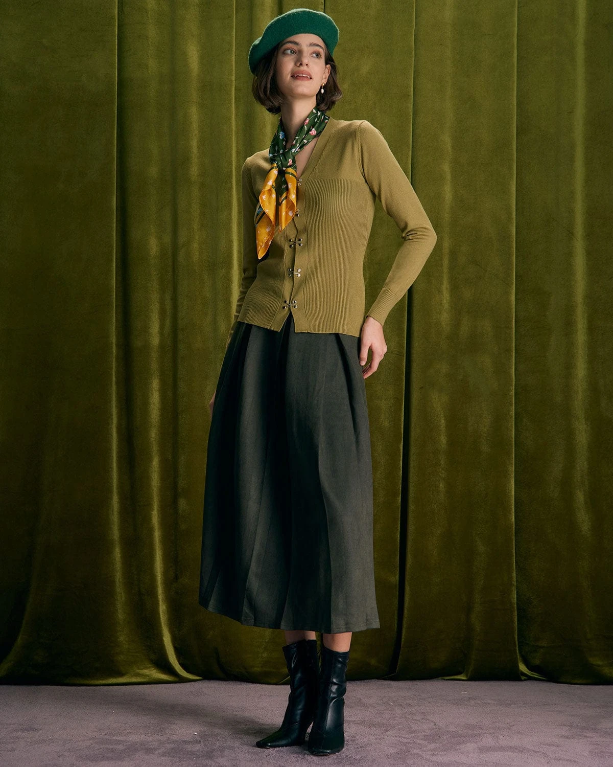 The Green V Neck Long Sleeve Knit Cardigan 6 The Green V Neck Long Sleeve Knit Cardigan - Image 6