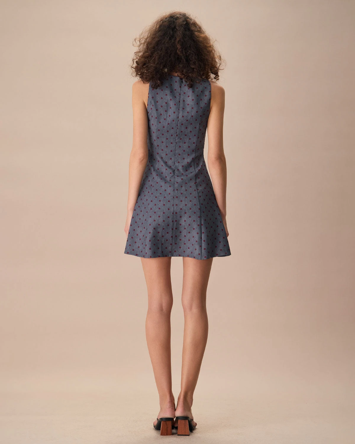 The Grey Round Neck Polka Dot Mini Dress 4 The Grey Round Neck Polka Dot Mini Dress - Image 4