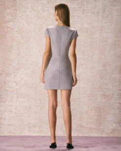 The Grey Square Neck Cap Sleeve Mini Dress -Outlet Dress Mix Up Store the grey square neck mini dress dresses zypcyq