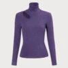 The Purple High Neck Cutout Knit Top