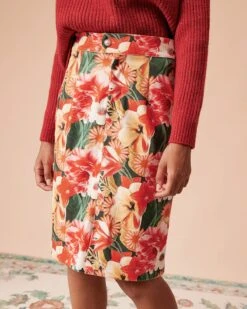 The High Waisted Corduroy Floral Skirt 8 The High Waisted Corduroy Floral Skirt -Outlet Dress Mix Up Store the high waist corduroy floral skirt multi bottoms nrullk