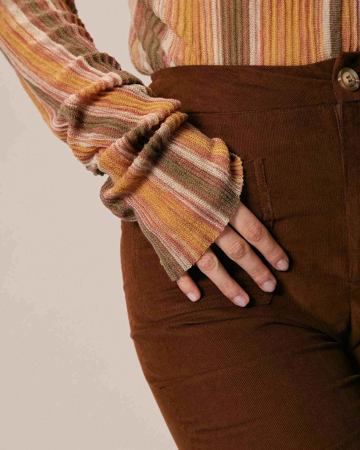 The Brown High Waisted Pockets Flare Pants 4 The Brown High Waisted Pockets Flare Pants - Image 4