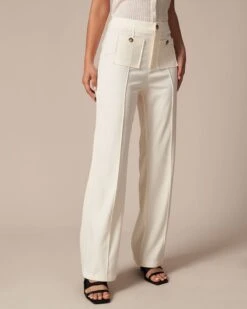The White High Waisted Button Straight Pants -Outlet Dress Mix Up Store the high waisted pocket straight pants bottoms 9jkye6 871796