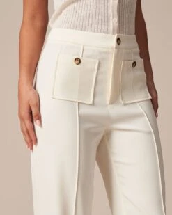 The White High Waisted Button Straight Pants -Outlet Dress Mix Up Store the high waisted pocket straight pants bottoms xofl6k 234575