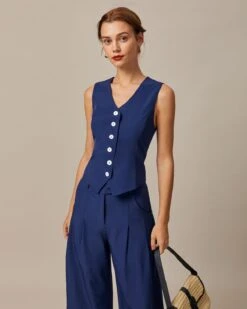 The Navy High Waisted Pockets Straight Pants -Outlet Dress Mix Up Store the high waisted straight pants bottoms j4za7m 231632